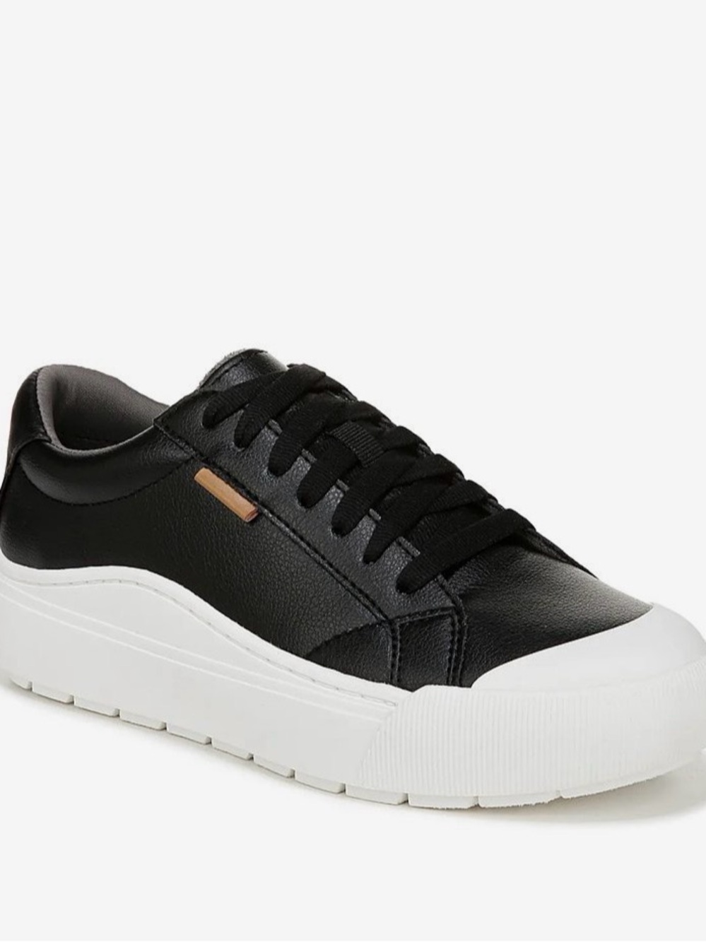Dr. Scholl's Black Leather Platform Sneakers with White Sole Size 6